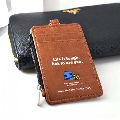 Customized PU Card Holder with Coin Compartment